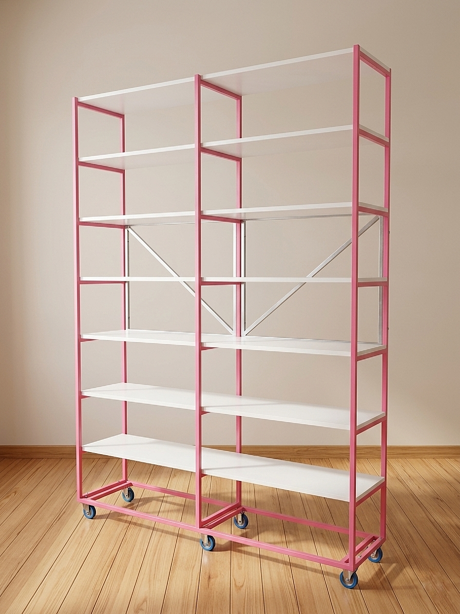 Estantería móvil de diseño rosa